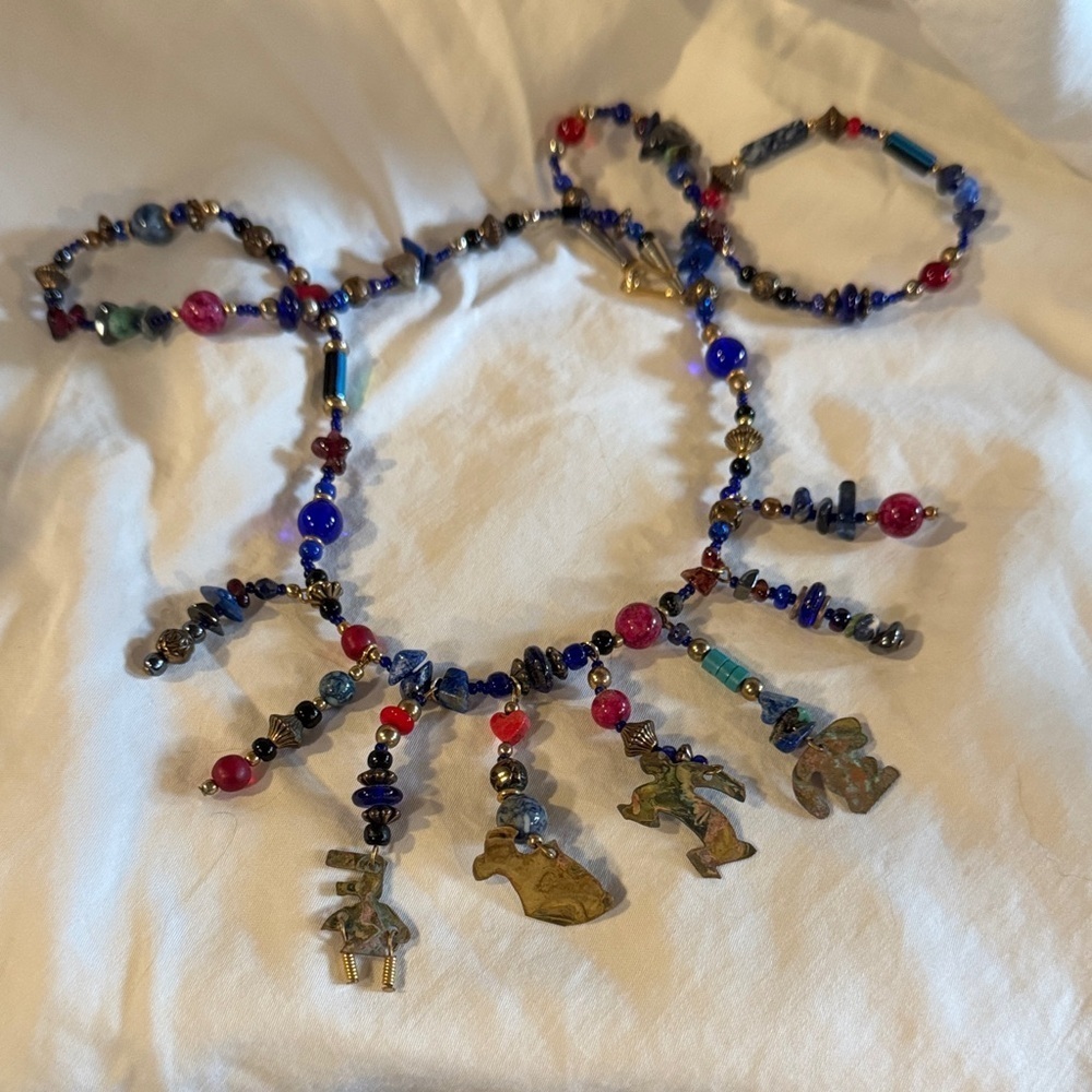 Artisan Beaded Necklace with Charms